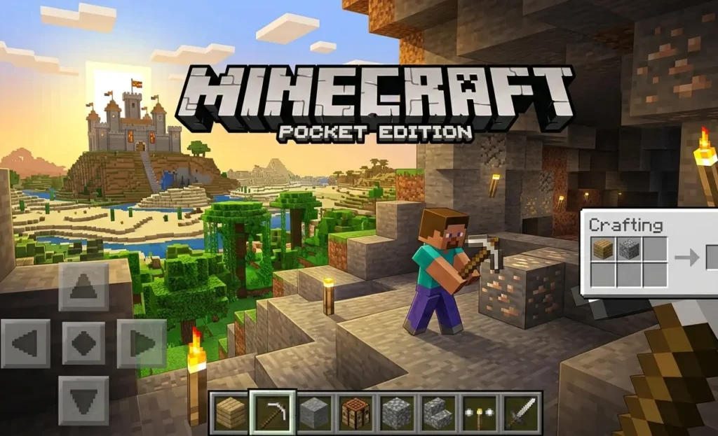 Minecraft Pocket Edition APK Gameplay Screenshot and Banner